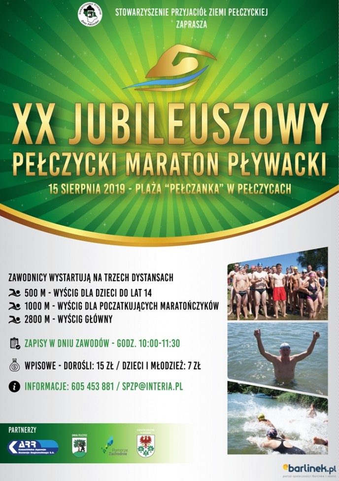 Maraton pływacki w Pełczycach - zaproszenie.